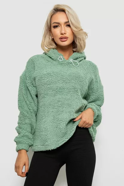 Худи женский однотонный с капюшоном  -уценка, цвет оливковый, 257R14-U