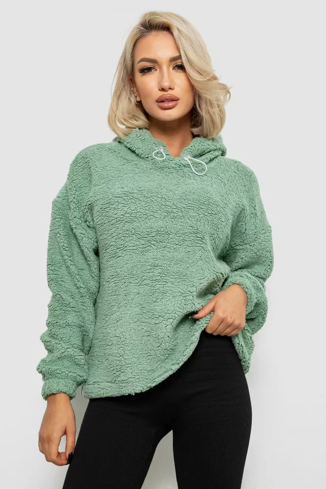 Купить Худи женский однотонный с капюшоном  -уценка, цвет оливковый, 257R14-U - Фото №1