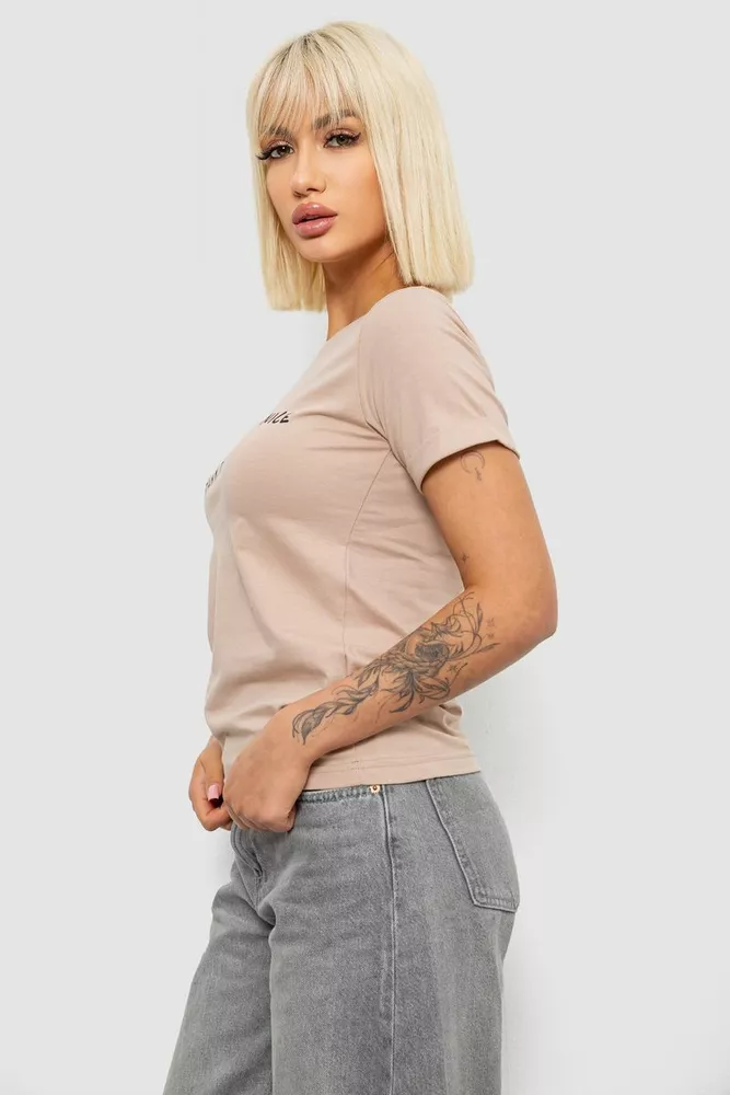 Купить Футболка женская с принтом, цвет бежевый, 244R2002 - Фото №3