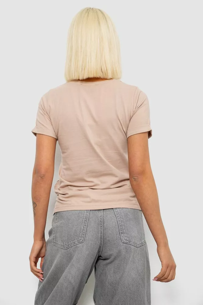 Купить Футболка женская с принтом, цвет бежевый, 244R2002 - Фото №4