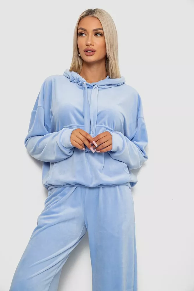 Купить Спортивный костюм женский велюровый  -уценка, цвет голубой, 241R2001-20-U-2 - Фото №2