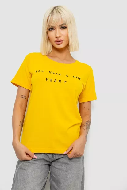 Футболка женская с принтом, цвет желтый, 244R2002