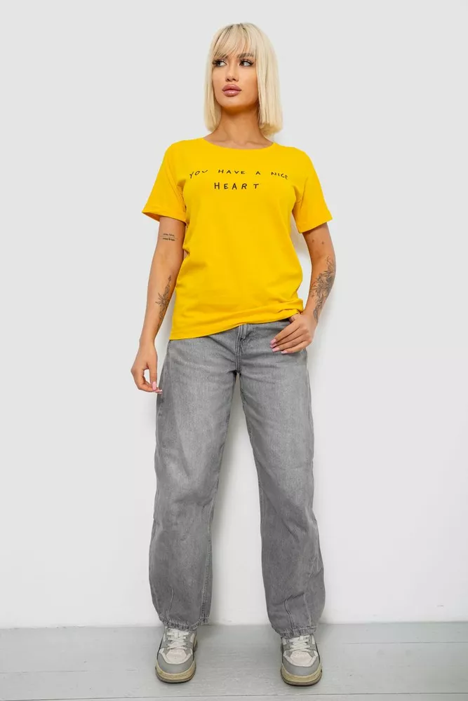 Купить Футболка женская с принтом, цвет желтый, 244R2002 - Фото №2