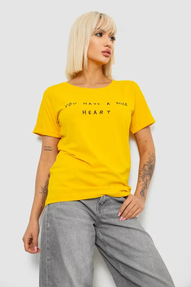 Купить Футболка женская с принтом, цвет желтый, 244R2002 - Фото №3