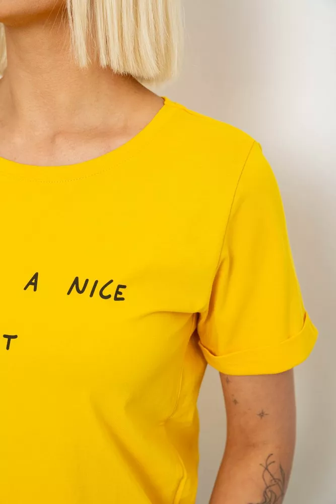 Купить Футболка женская с принтом, цвет желтый, 244R2002 - Фото №5