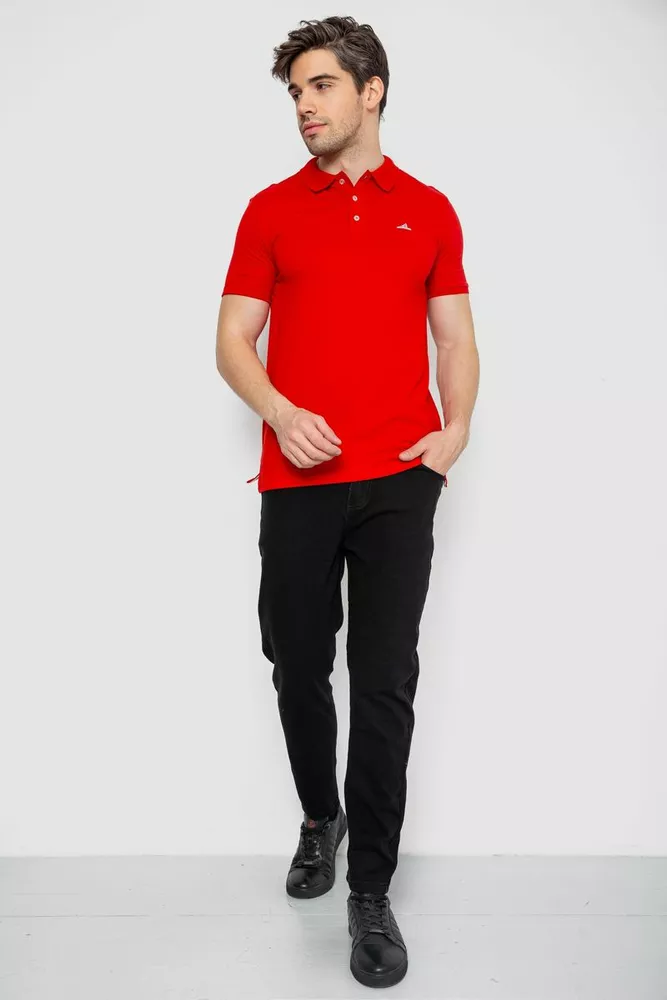 Купити Поло чоловіче котонове, колір червоний, 247R305 - Фото №2