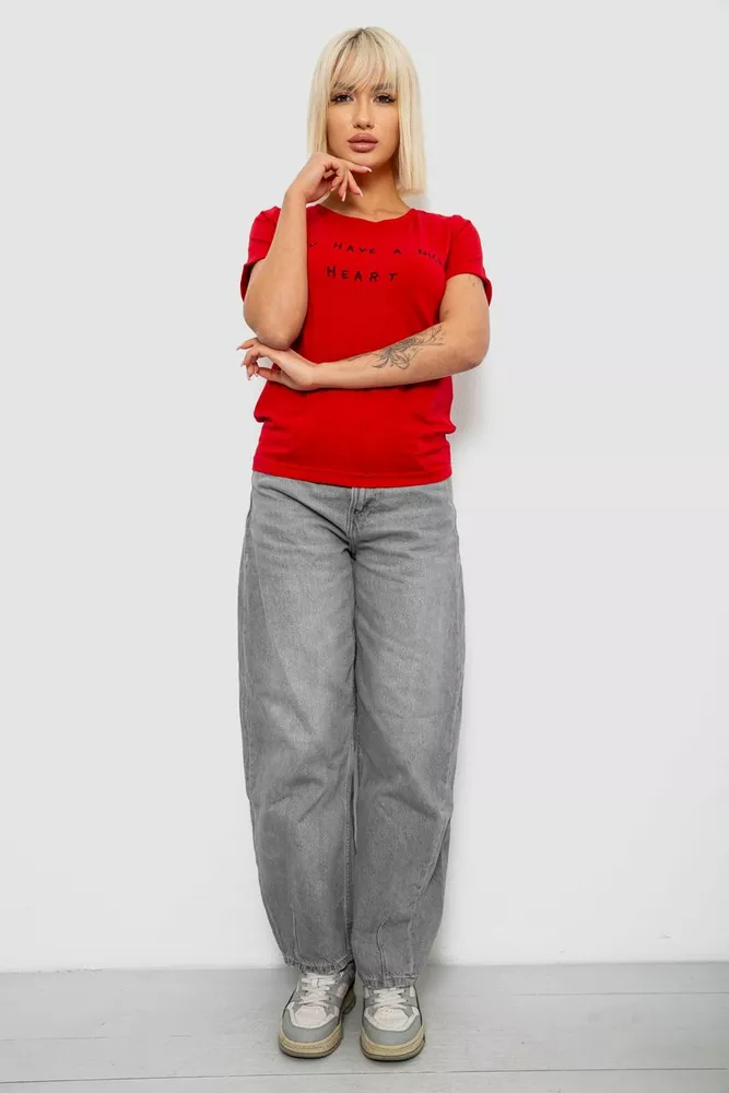 Купити Футболка жіноча з принтом, колір червоний, 244R2002 - Фото №2