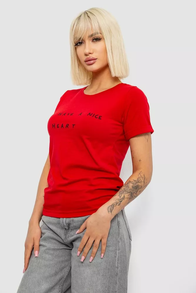 Купити Футболка жіноча з принтом, колір червоний, 244R2002 - Фото №3