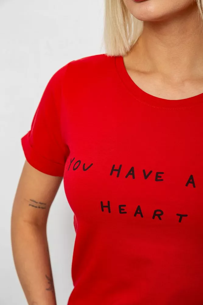 Купити Футболка жіноча з принтом, колір червоний, 244R2002 - Фото №5