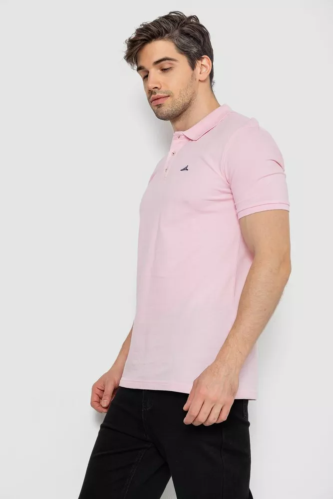 Купити Поло чоловіче котонове, колір рожевий, 247R305 - Фото №3