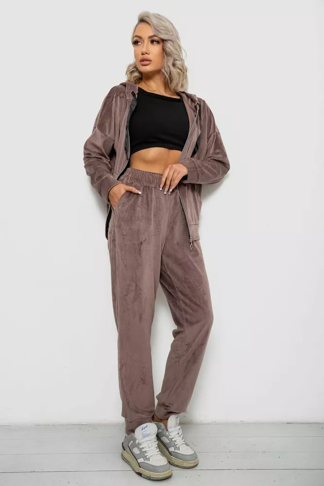 Купить Спортивный костюм женский велюровый  -уценка, цвет мокко, 257R4119-U-6 - Фото №3