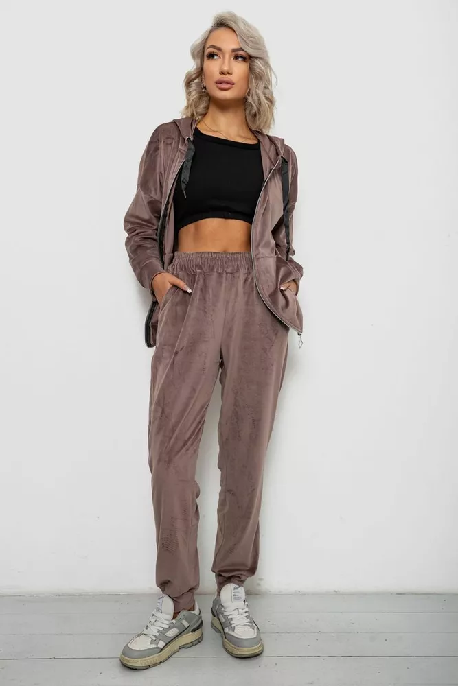 Купить Спортивный костюм женский велюровый  -уценка, цвет мокко, 257R4119-U-6 - Фото №1