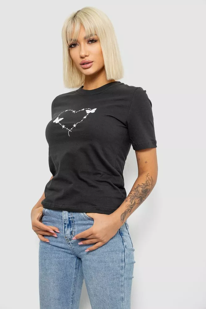 Купити Футболка жіноча з принтом, колір грифельний, 241R125 - Фото №3