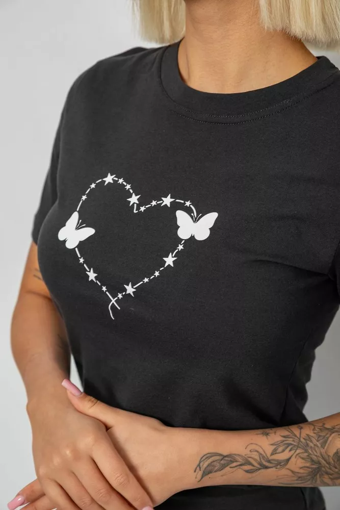 Купити Футболка жіноча з принтом, колір грифельний, 241R125 - Фото №5