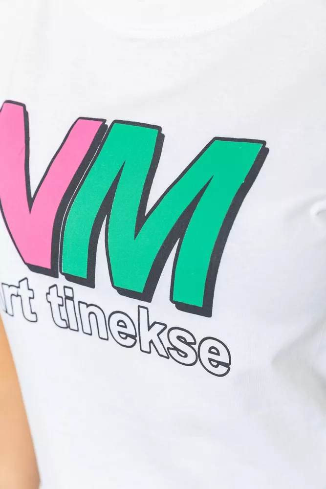 Купити Футболка жіноча з принтом, колір білий, 221R3007-1 оптом - Фото №5