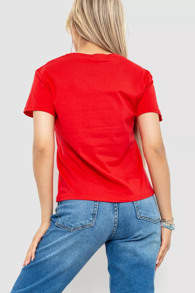Купити Футболка жіноча з принтом, колір червоний, 221R3007-1 - Фото №4