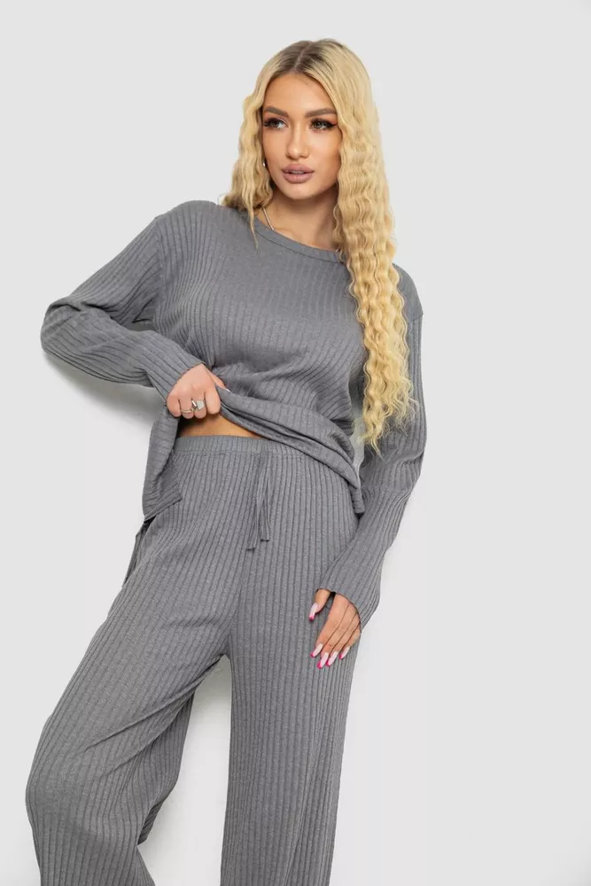 Купити Костюм жіночий в рубчик повсякденний  -уцінка, колір сірий, 238R57415-U-4 - Фото №2