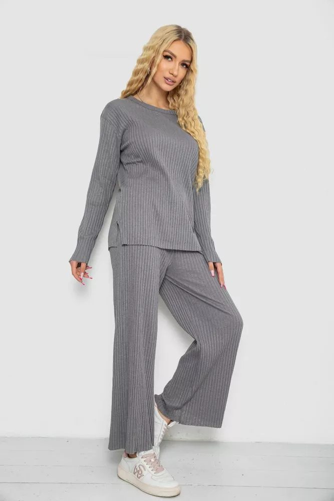 Купити Костюм жіночий в рубчик повсякденний  -уцінка, колір сірий, 238R57415-U-4 - Фото №3
