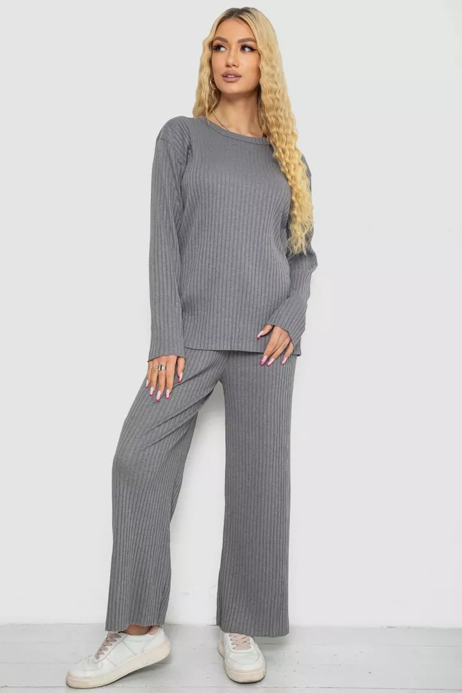 Купити Костюм жіночий в рубчик повсякденний  -уцінка, колір сірий, 238R57415-U-4 - Фото №1