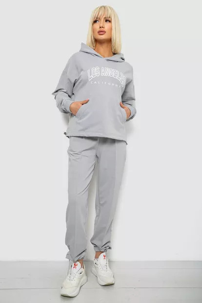 Спортивный костюм женский с принтом, цвет серый, 244R1063AG