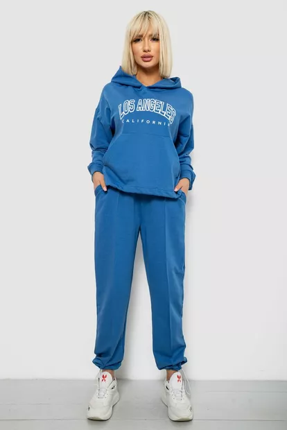 Спортивный костюм женский с принтом, цвет синий, 244R1063AG
