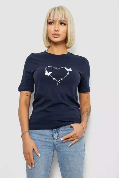 Футболка жіноча з принтом, колір синій, 241R125
