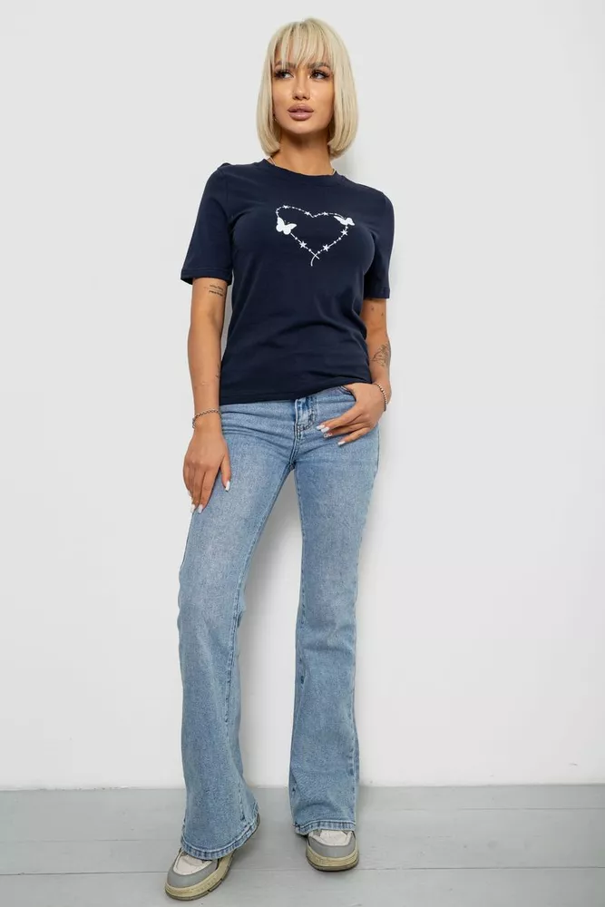 Купити Футболка жіноча з принтом, колір синій, 241R125 - Фото №2