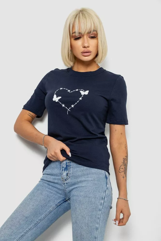 Купити Футболка жіноча з принтом, колір синій, 241R125 - Фото №3