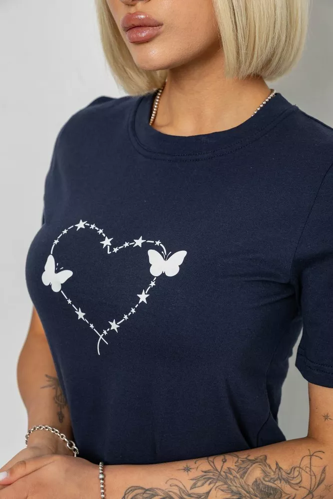 Купити Футболка жіноча з принтом, колір синій, 241R125 - Фото №5