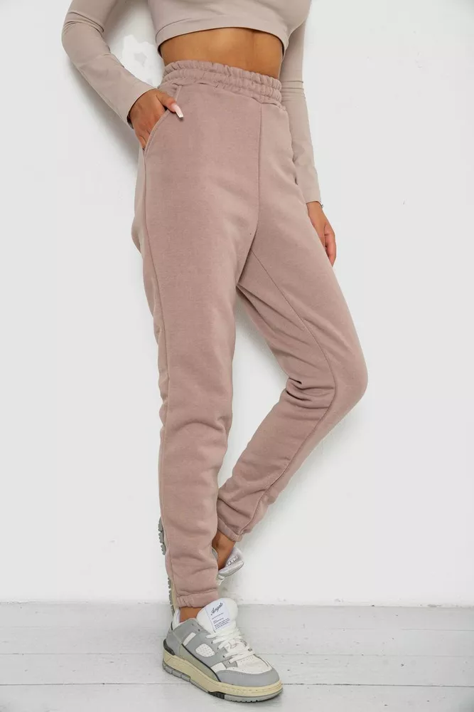 Купить Спортивные штаны женские на флисе  -уценка, цвет мокко, 238R57013-U - Фото №3