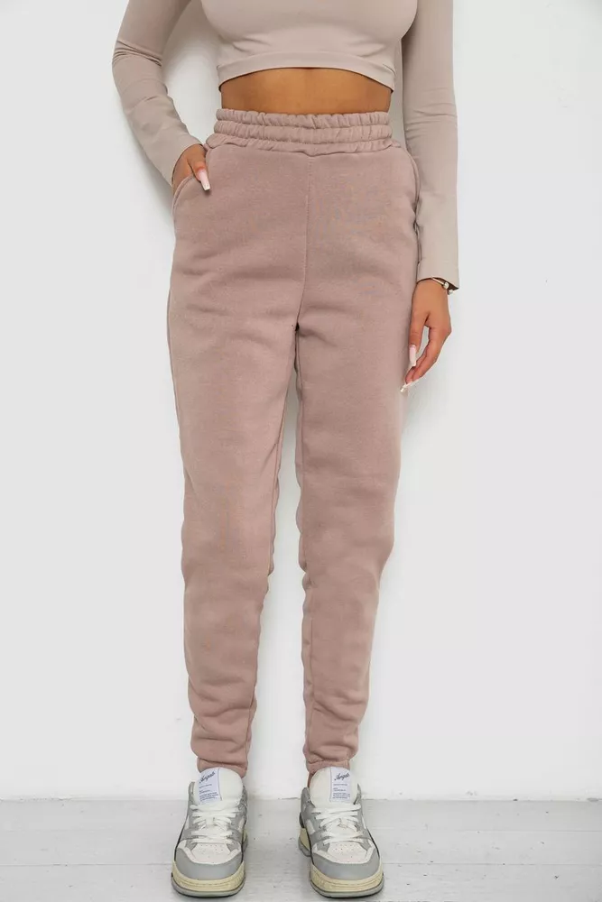 Купить Спортивные штаны женские на флисе  -уценка, цвет мокко, 238R57013-U - Фото №1