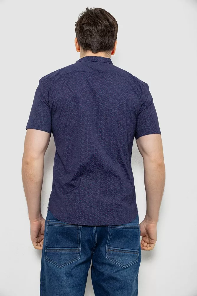 Купить Мужская рубашка однотонная с принтом, цвет темно-синий, 186R6917-5 - Фото №4