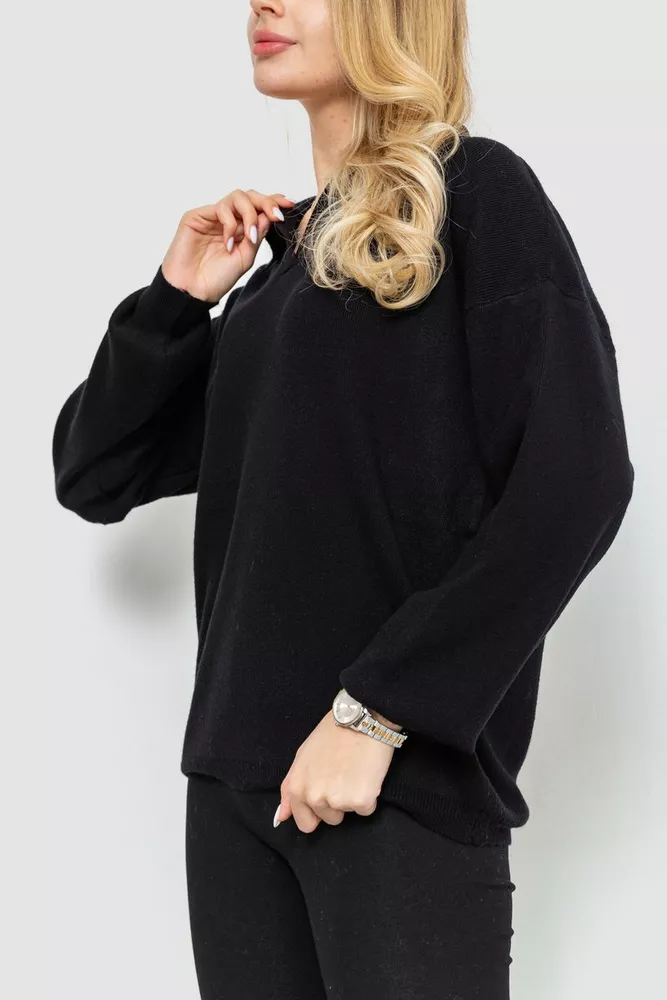 Купити Светр жіночий oversize, колір чорний, 204R167 - Фото №3