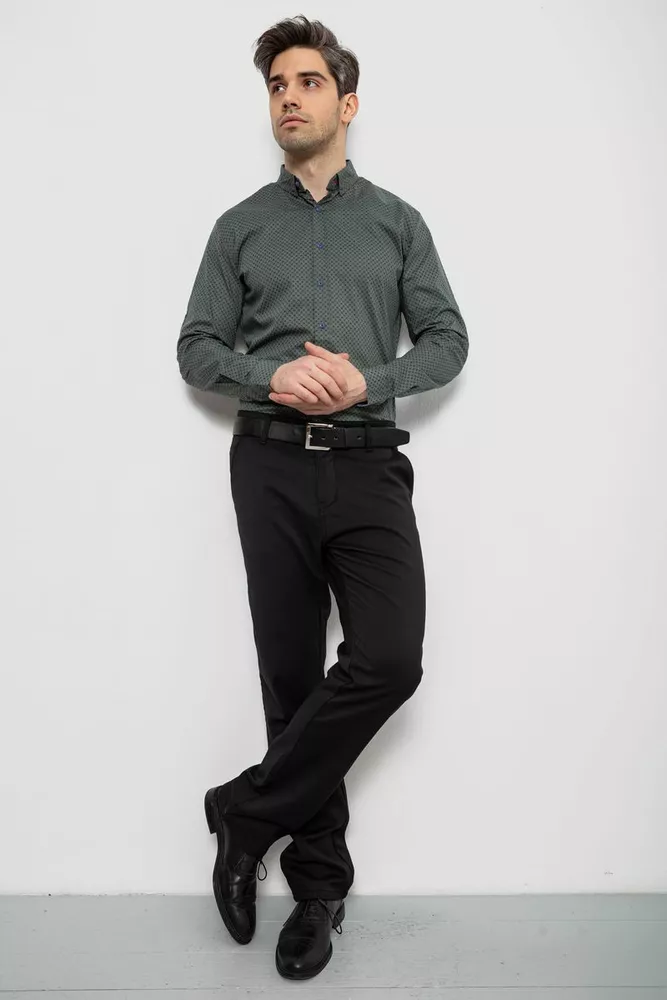 Купить Мужская рубашка с принтом, цвет хаки, 186R7070 - Фото №2