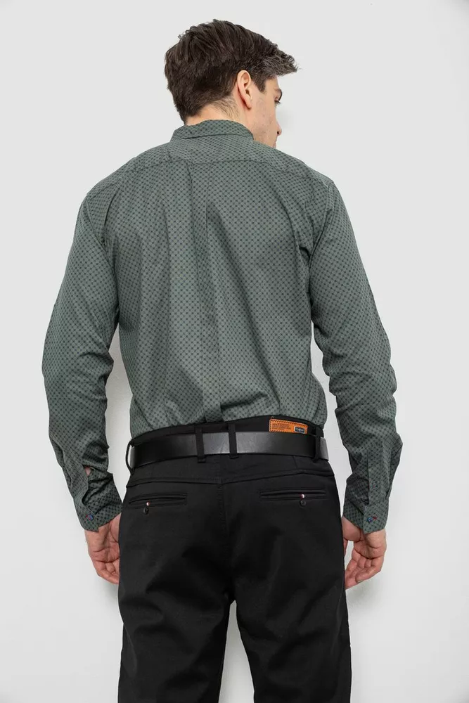 Купить Мужская рубашка с принтом, цвет хаки, 186R7070 - Фото №4