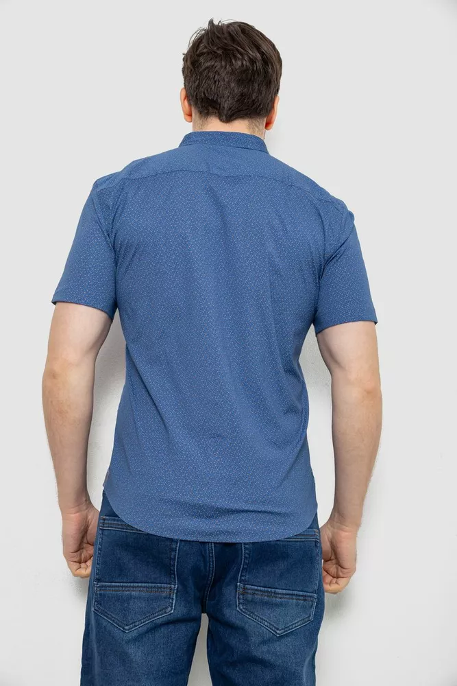 Купить Мужская рубашка однотонная с принтом, цвет джинс, 186R6917-5 - Фото №4