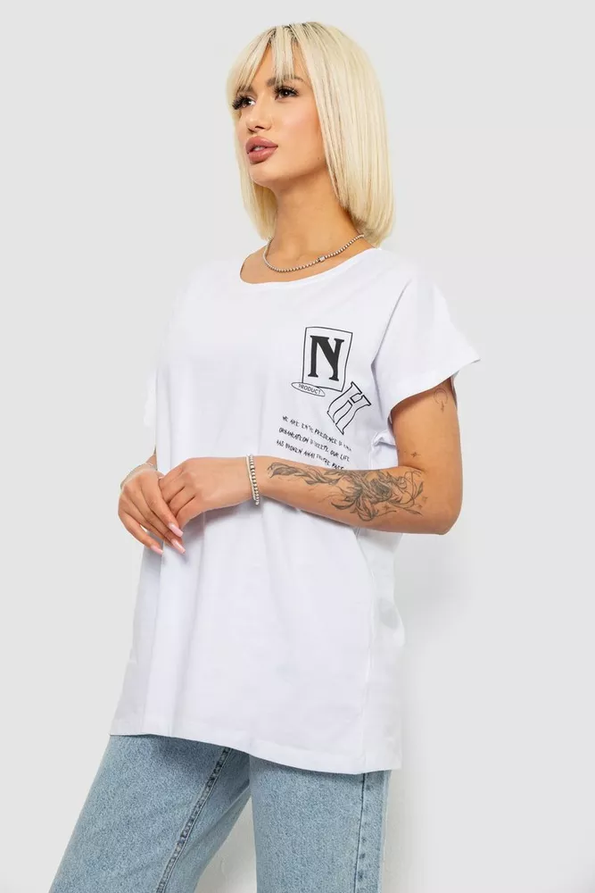 Купить Футболка женская с принтом, цвет белый, 244R2430 - Фото №3