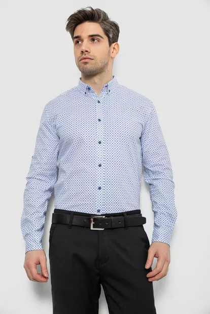 Мужская рубашка с принтом, цвет белый, 186R7070