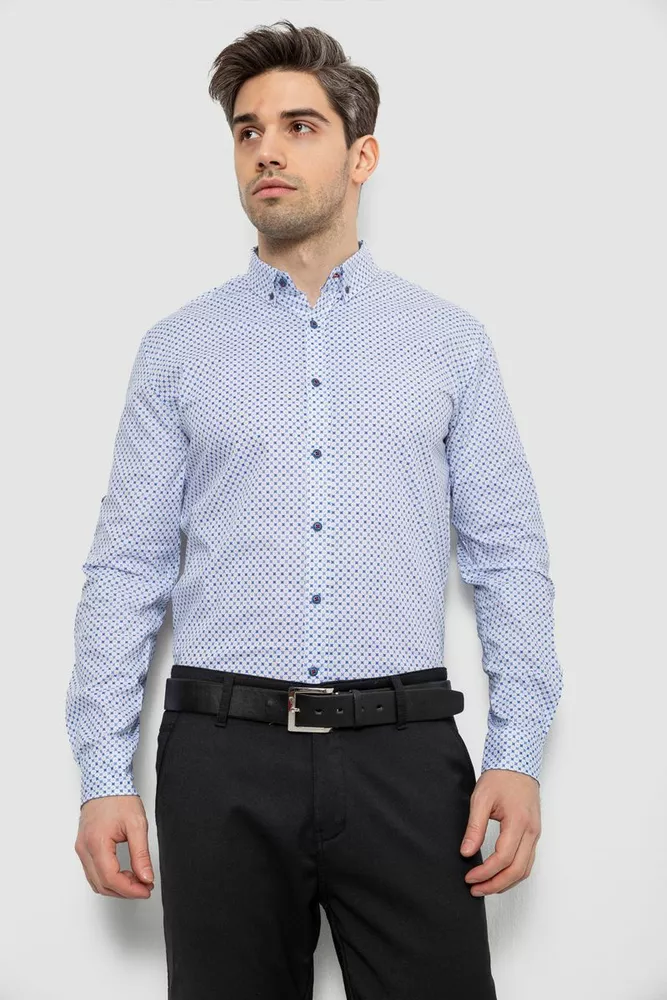 Купить Мужская рубашка с принтом, цвет белый, 186R7070 - Фото №1