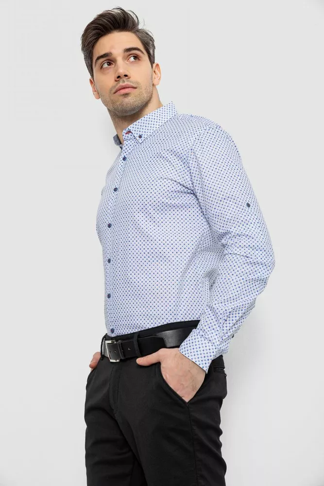 Купить Мужская рубашка с принтом, цвет белый, 186R7070 - Фото №3