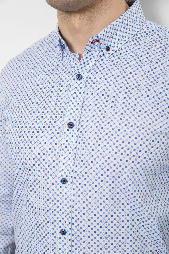 Купить Мужская рубашка с принтом, цвет белый, 186R7070 - Фото №5