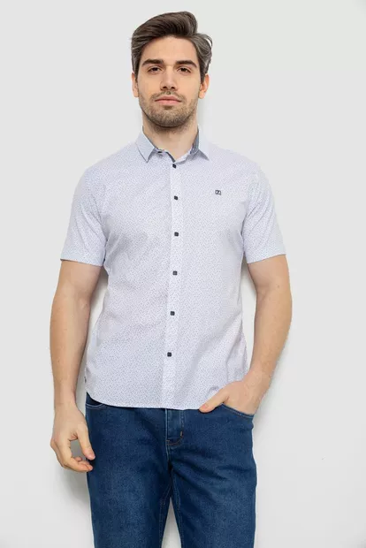 Мужская рубашка однотонная с принтом, цвет белый, 186R6917-5