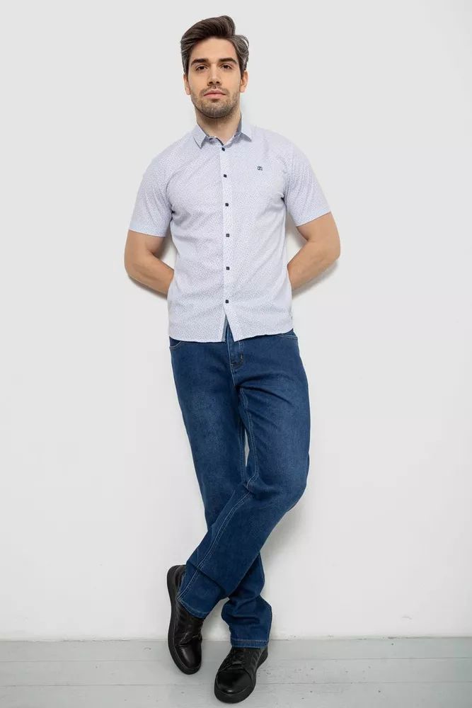 Купить Мужская рубашка однотонная с принтом, цвет белый, 186R6917-5 - Фото №2