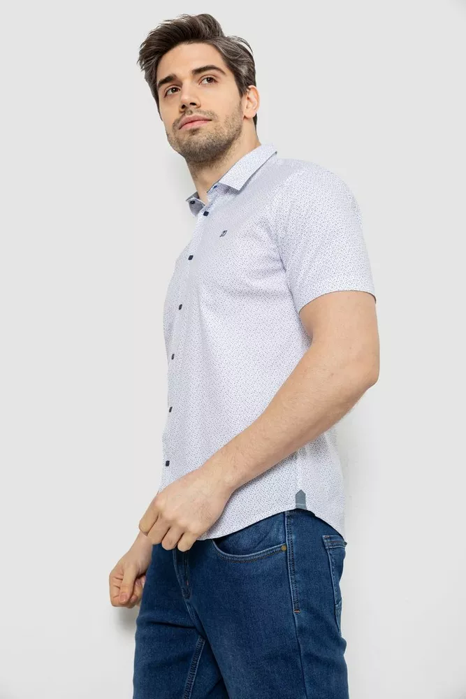 Купить Мужская рубашка однотонная с принтом, цвет белый, 186R6917-5 - Фото №3