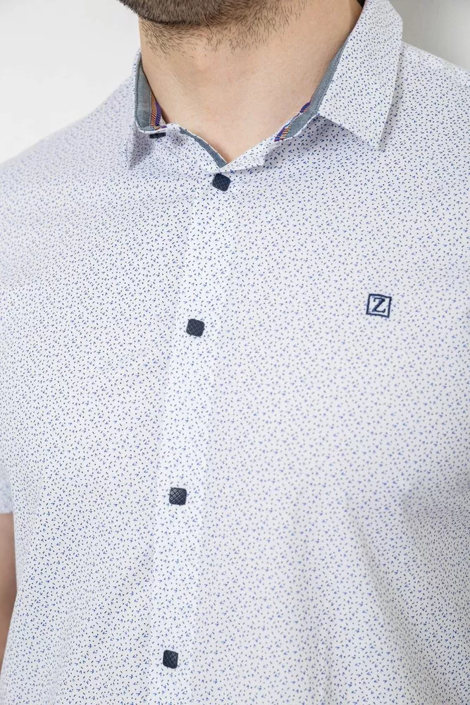 Купить Мужская рубашка однотонная с принтом, цвет белый, 186R6917-5 - Фото №5