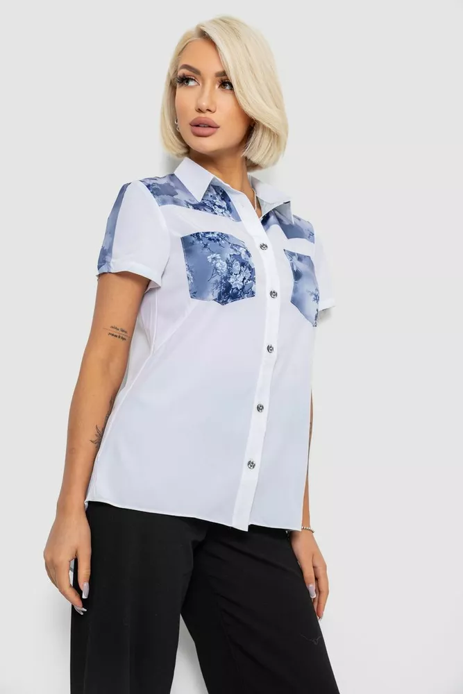 Купити Сорочка класична з принтом, колір біло-синій, 230R7211 - Фото №3