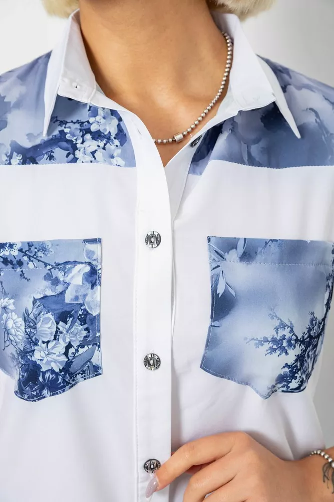 Купити Сорочка класична з принтом, колір біло-синій, 230R7211 - Фото №5
