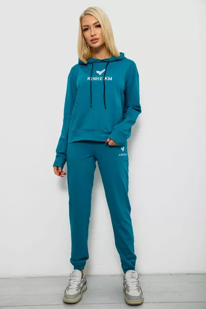 Спортивный костюм женский двухнитка  -уценка, цвет бирюзовый, 214R1419-007-U-5