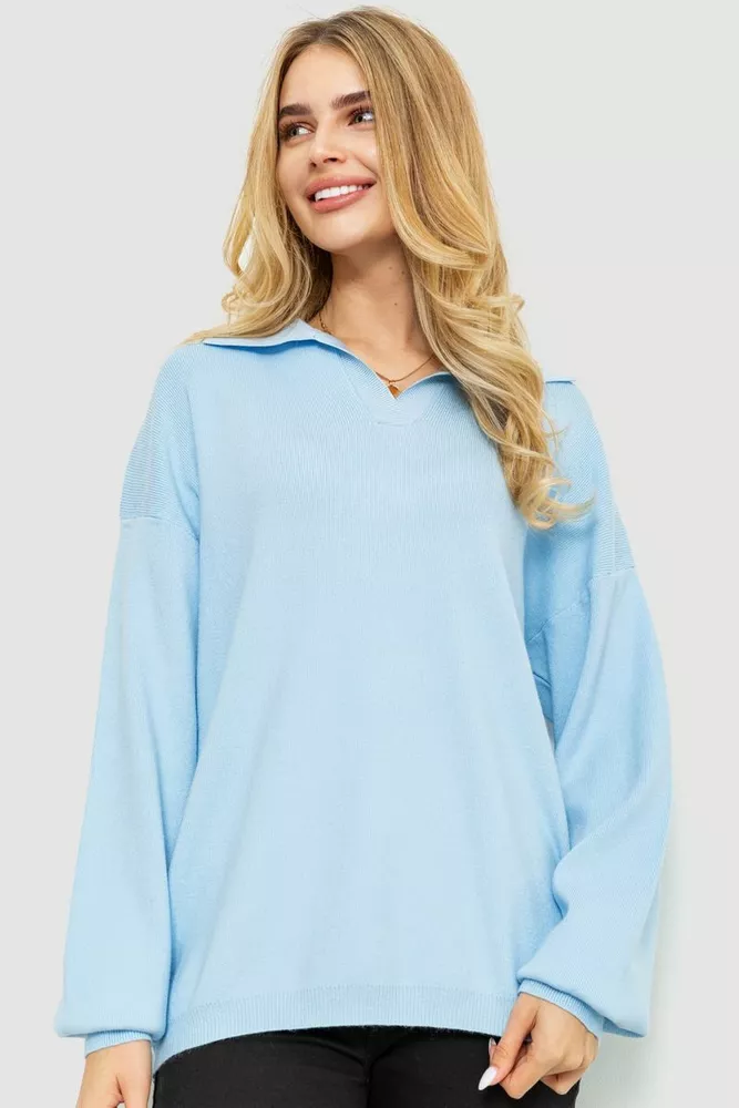 Купити Светр жіночий oversize, колір блакитний, 204R167 оптом - Фото №1