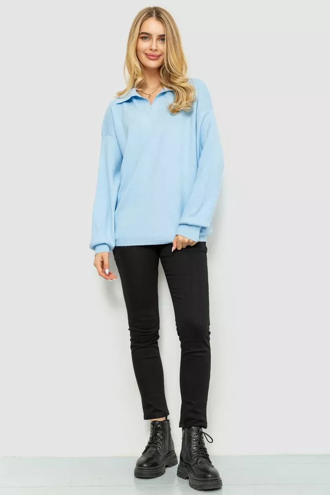 Купити Светр жіночий oversize, колір блакитний, 204R167 оптом - Фото №2